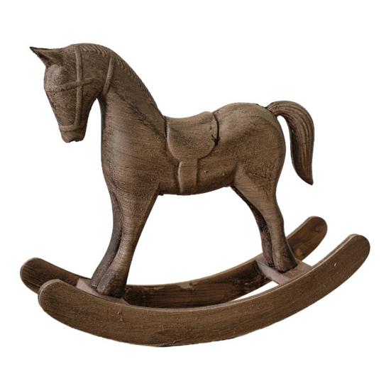 Wooden Rocking Horse Figurine Vintage Horse Statue Sculpture Home Office Living Room Bookshelf Desktop Decoration Ornament