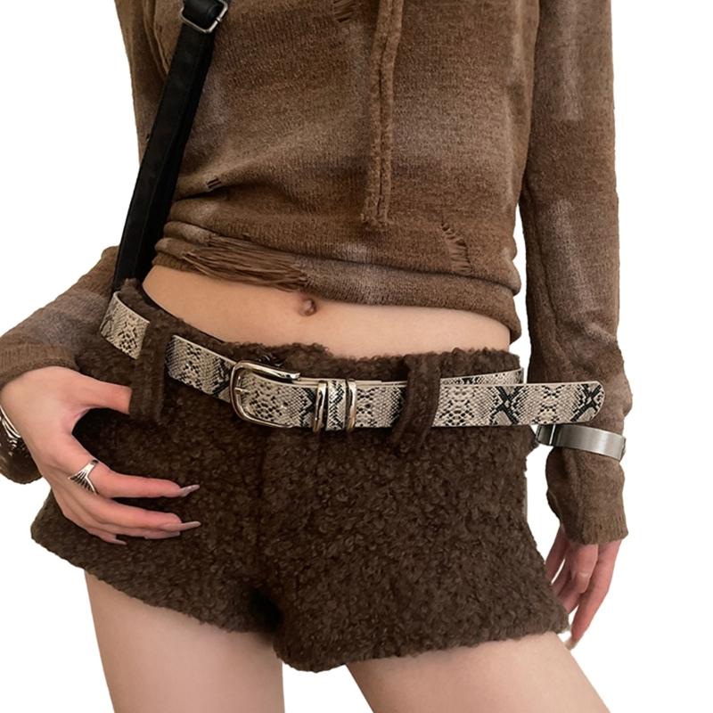 Modern Skinny Belt Jeans Waistband Snakeskin Style Leopard Print Belt Waistband for Street Player Country Girls