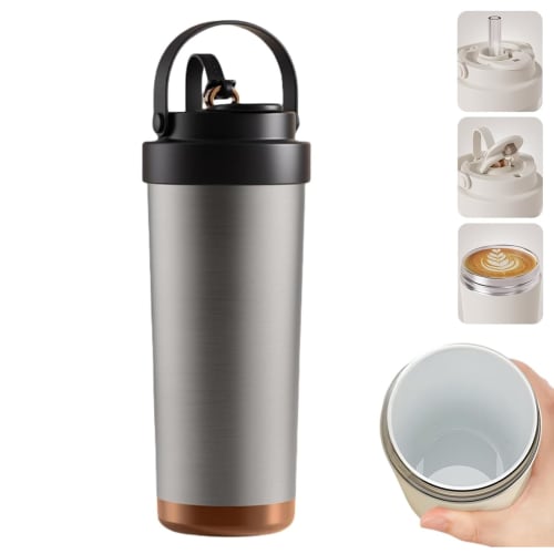 

Ceramic Tumbler with Straw, 750ml Large Capacity, with Lid, Straw, Direct Drinking, Insulated, Portable, Vacuum Insulated, Ceramic Coating, Spill-Proo