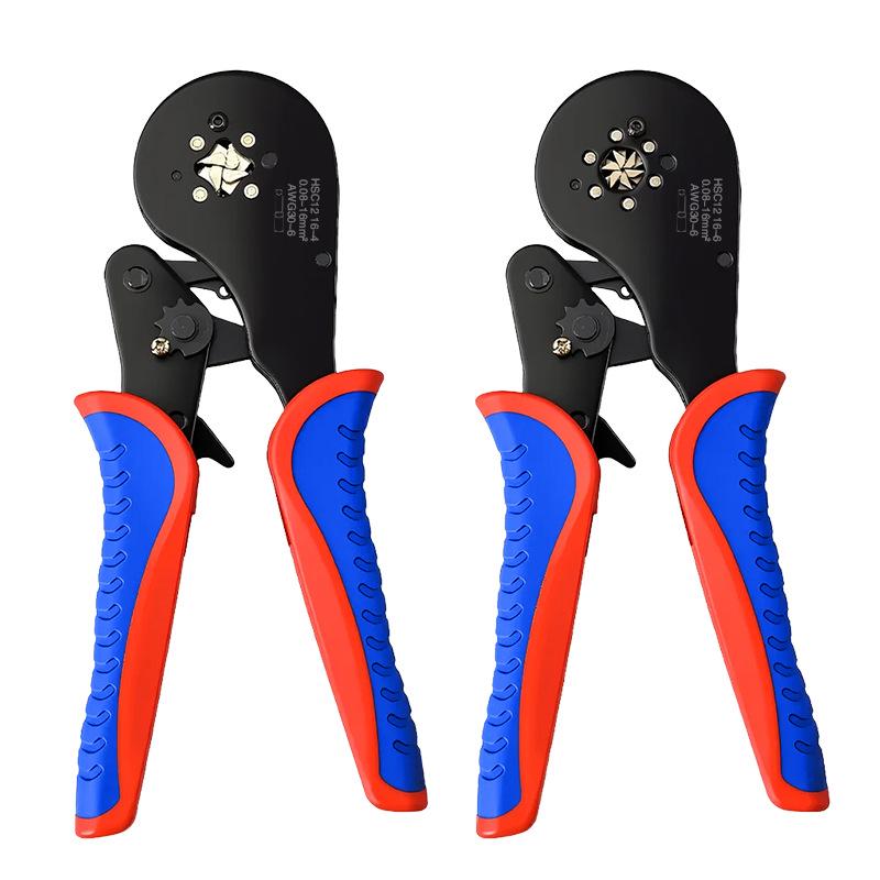 Quadrilateral Ratchet Crimping Pliers for Electricians with 16-6 Tube & Cold Crimp Terminal Capability