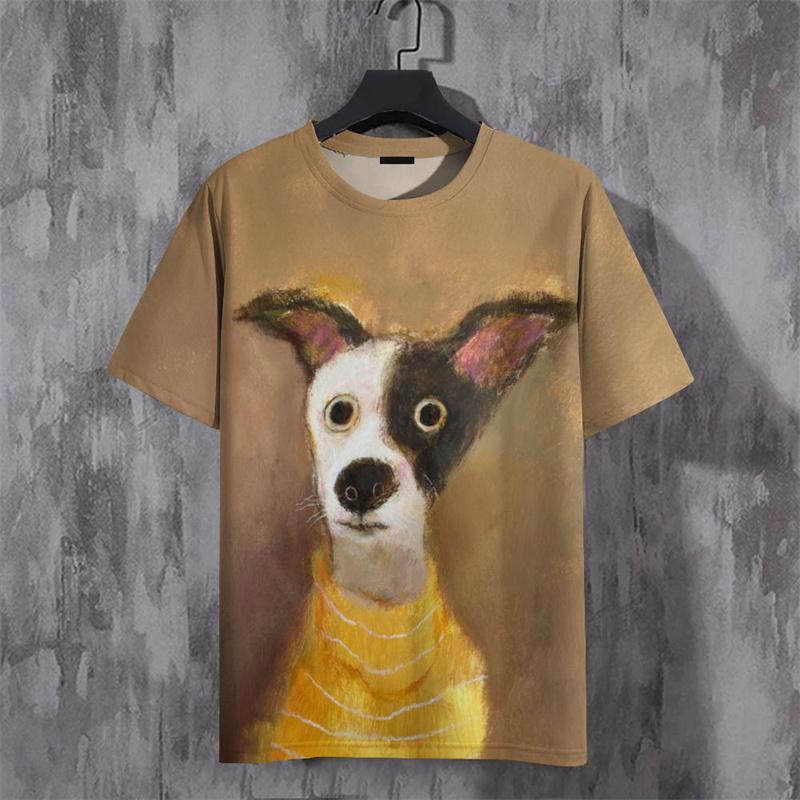 Animal Print Top Loose Simple Short Sleeve Fashion T-Shirts Men’s XS