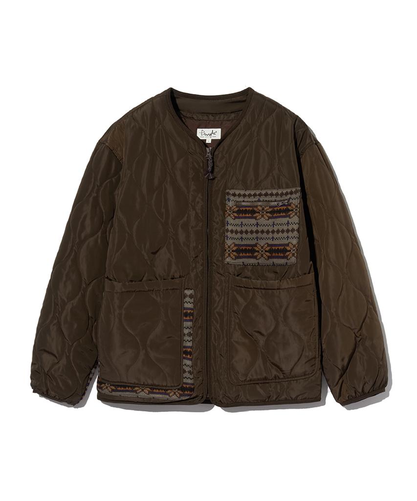 Physical Department Knit Mix Two-Way Pocket Quilted Jacket_Brown