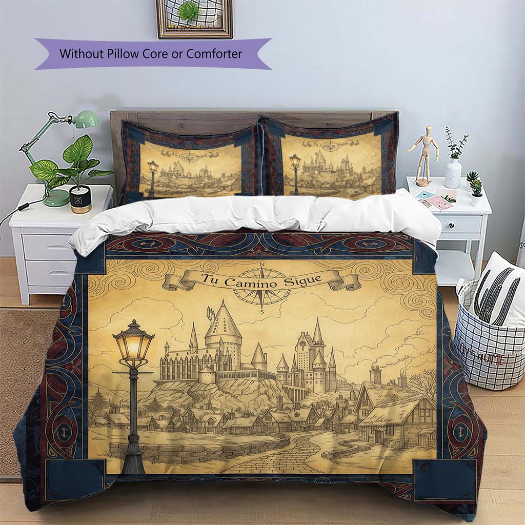 Cartoon Pattern Bedding Quilt Set Quilt Cover Pillowcase Home Decoration Birthday Gift (1 * duvet cover + 2 * pillowcase, without core)