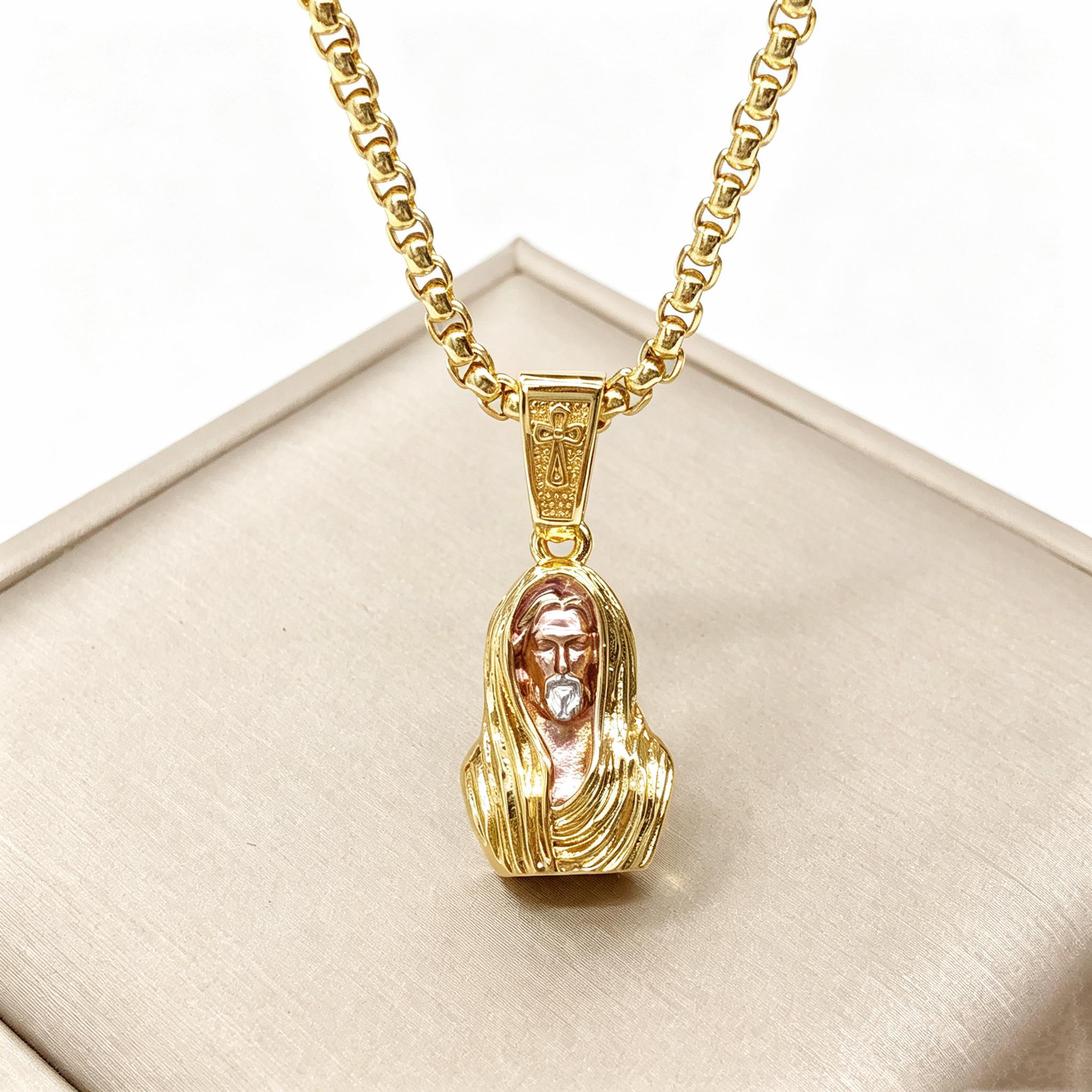 Classic Religious Jesus Portrait Stainless Steel Chain Necklace Fashion for Men Women Daily Party Christian Faith Jewelry Gift