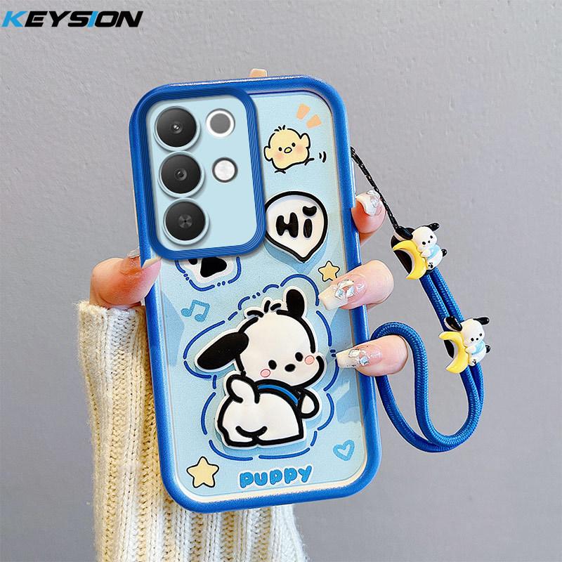 KEYSION Shockproof Case for Realme C85 5G with Lanyard Soft Silicone Cute 3D Cartoon Doll Phone Back Cover for Realme C85