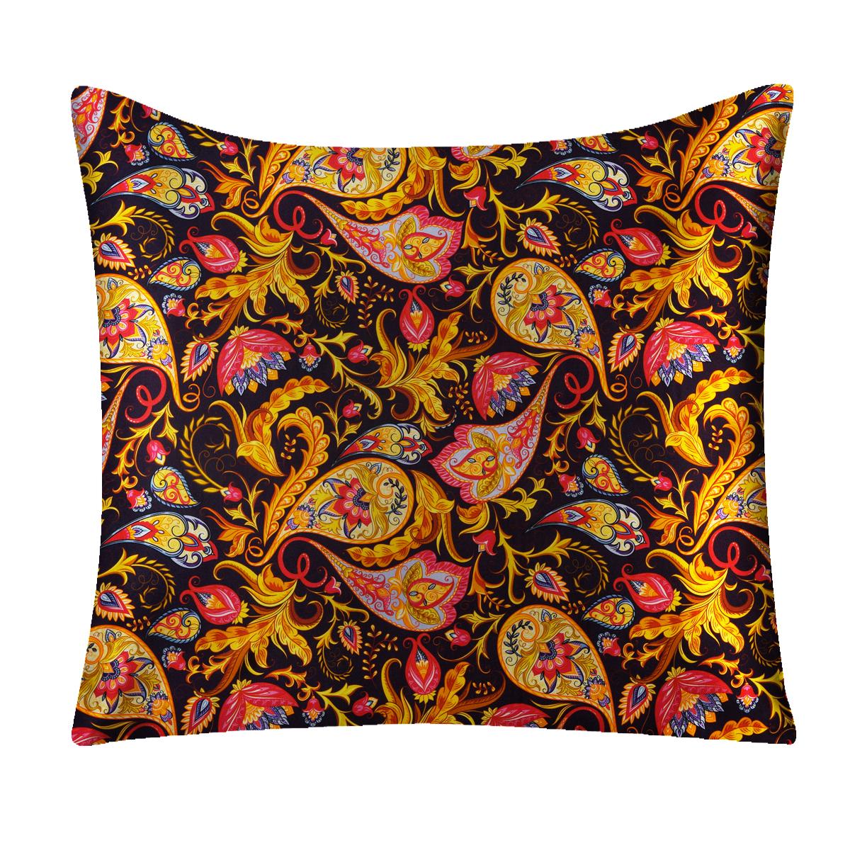 Taie d'oreiller 100% Soie Florale des Deux Côtés Housse de Taie d'oreiller en Soie Fermeture Éclair Coussin Décoratif Multicolore 50x50cm