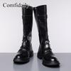 Stivali da Motociclista da Uomo Stivali Western Stivali da Jockey Neri Stile Streetwear Casuale Stivali Alti Cool Taglie Forti