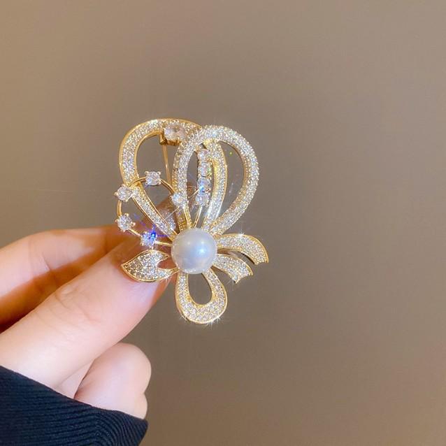 1pc Trendy Bowknot Shaped Brooch for Women Fashion Rhinestone Bowknot Pins Brooches Jewelry Accessories Party Gifts