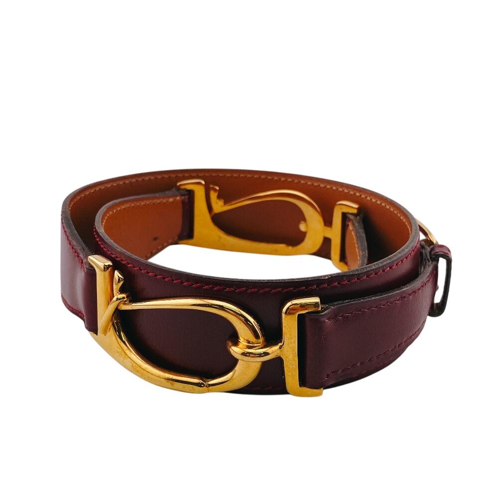 HERMES vintage leather belt Red leather Used