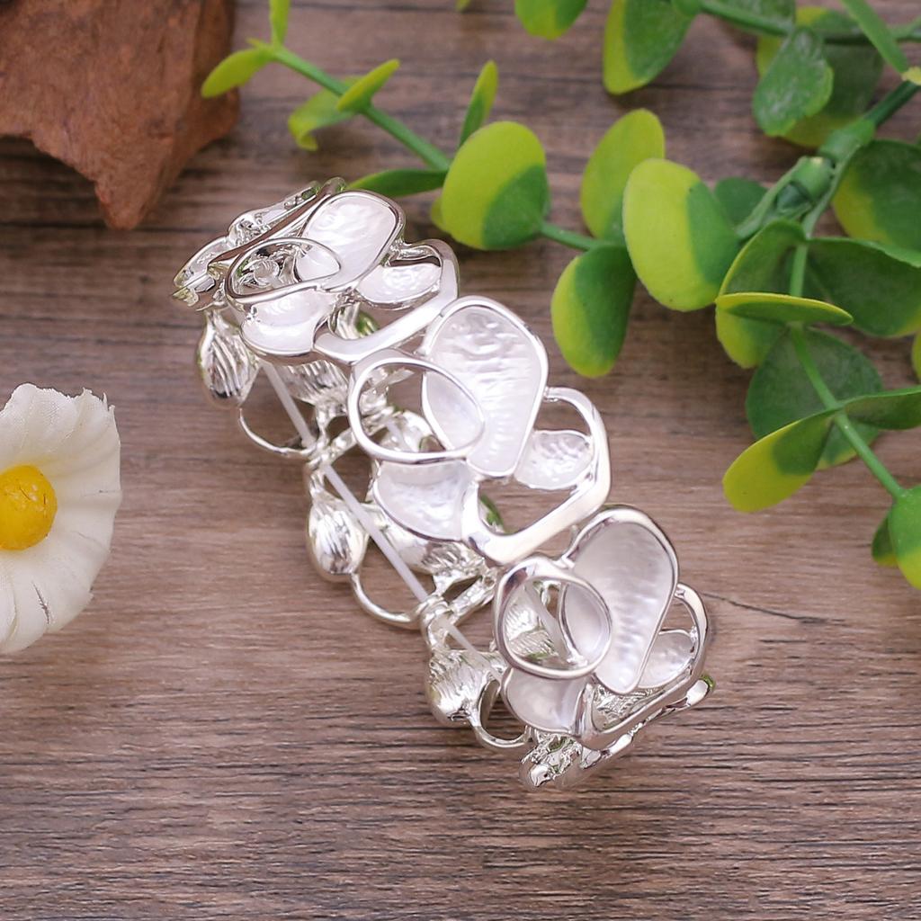 New Colored Flower Environmentally Friendly Alloy Connection Bracelet, Hand-painted Oil Flower Elastic Rope Bracelet for Women