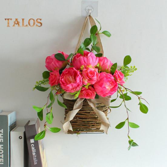 

Имитированный цветочный венок без полива, долговечный модный подвесной искусственный цветок розы, корзина, макет сцены