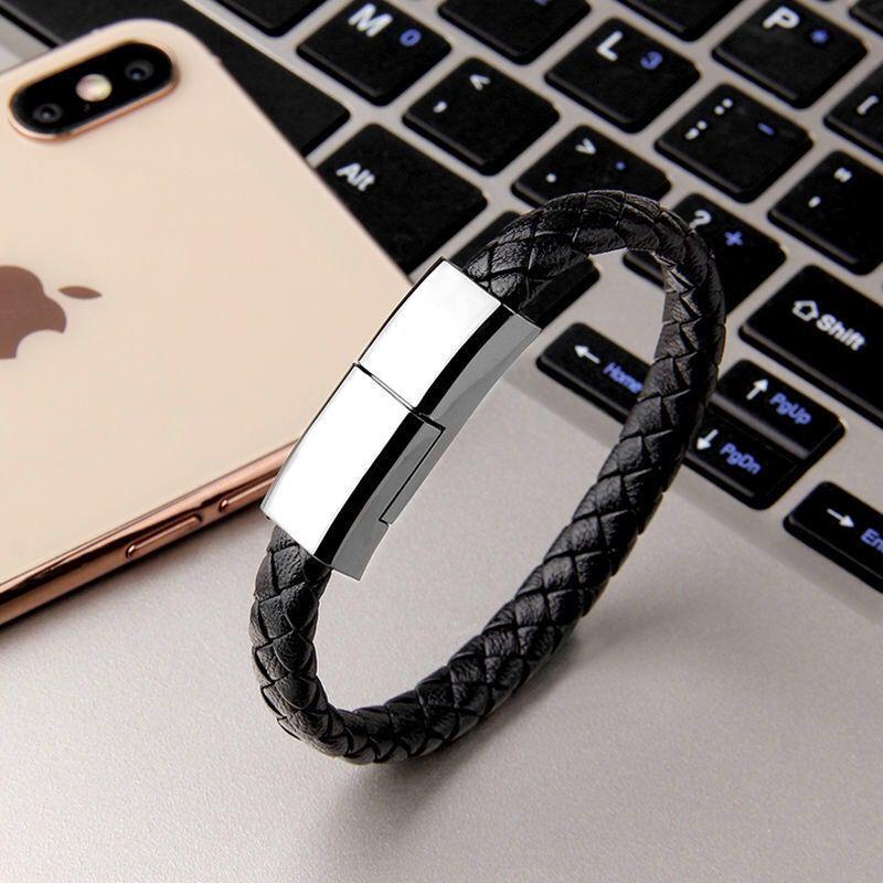 PU Leather Rope Bracelet Type-C Fast Charging & USB Cable with Magnetic Attraction