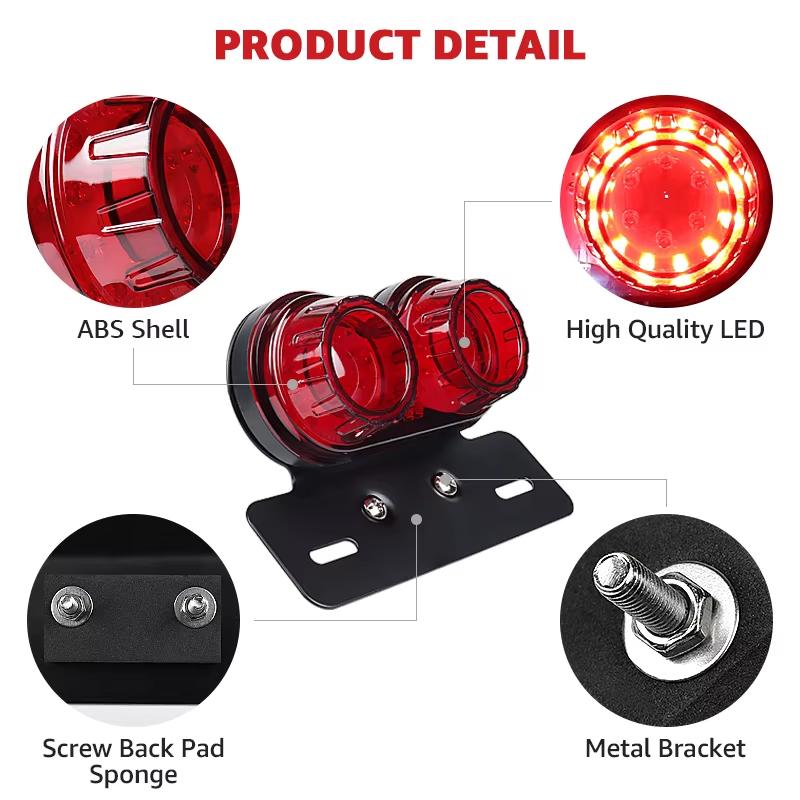 Motorcycle LED Tail Light Integrated Brake Turn Signal With License Plate Bracket For Honda Yamaha Universal 12V Rear Light