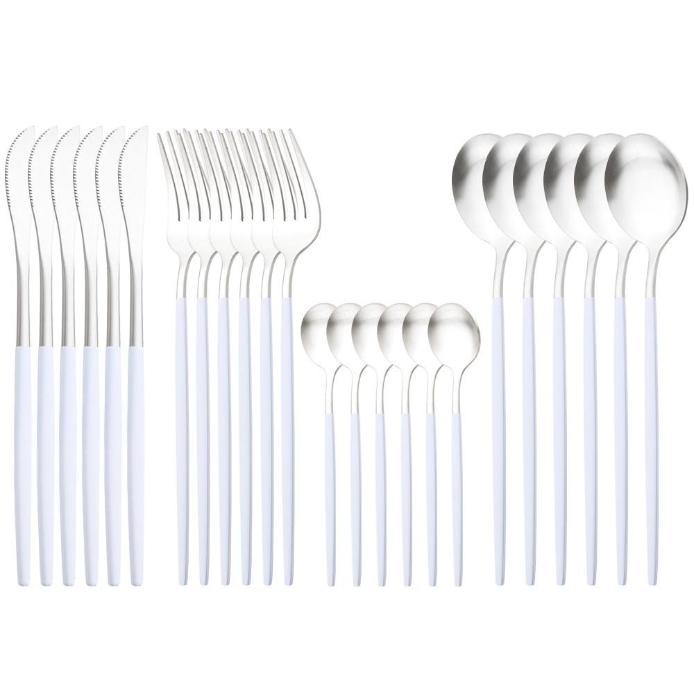 24-teiliges Luxus-Geschirrset aus schwarzem Gold, Messer, Gabel, Löffel, Besteckset mit Geschenkbox, Edelstahl-Geschirrset, Küchenbesteck, spülmaschinenfest