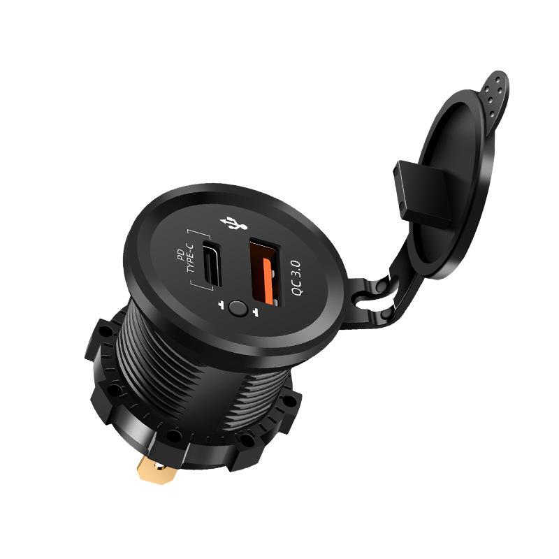 Car Charger with Independent Switch, Fast Charging QC 3.0 PD+USB for Cross-Border & Modified Vehicles