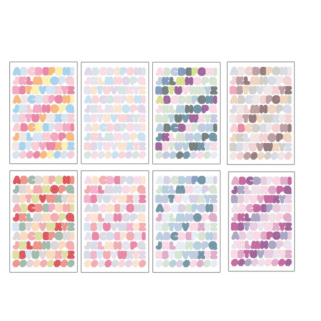 8Pcs Colorful Letter Stickers, Waterproof, Waterproof Self-Adhive Decorative for Journals, Tablets Water Bottles