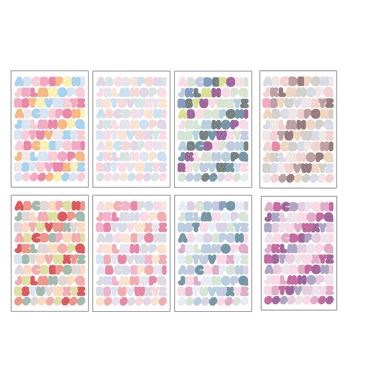 

8Pcs Colorful Letter Stickers, Waterproof, Waterproof Self-Adhive Decorative for Journals, Tablets Water Bottles