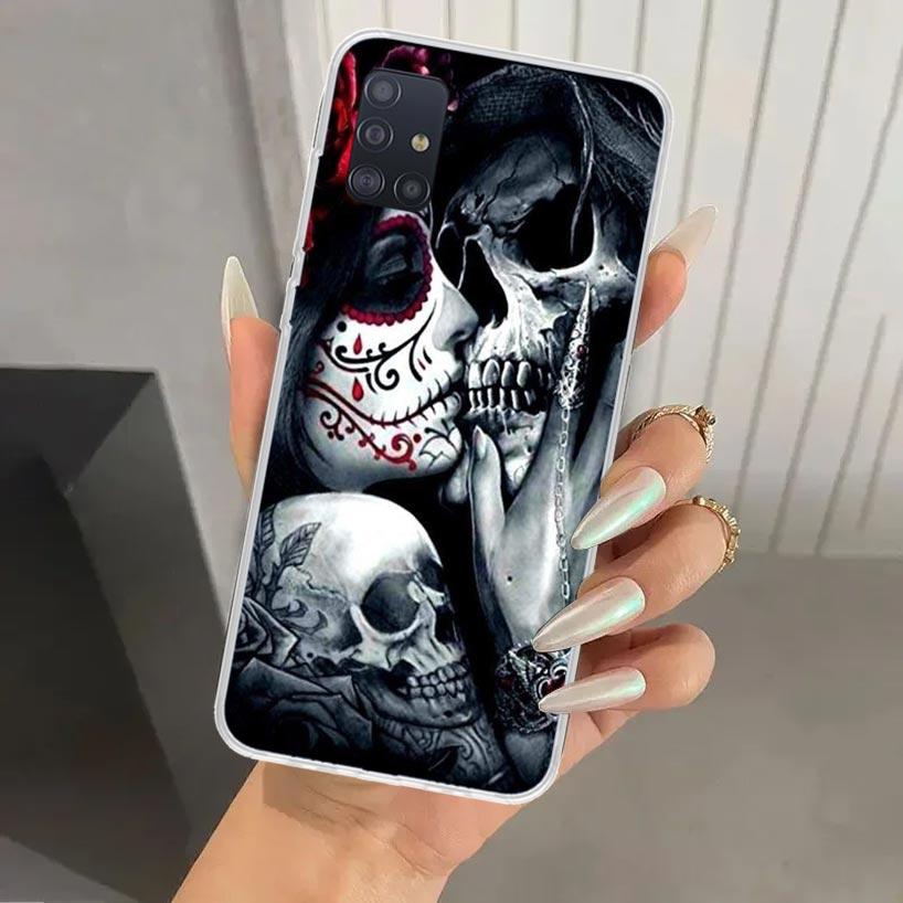 Catrina Beautiful Rose Girl Skull Phone Case for Samsung Galaxy A52 A42 A32 A22 A12 A02S A72 A51 A50S A41 A31 A21S A71 A40 A30S