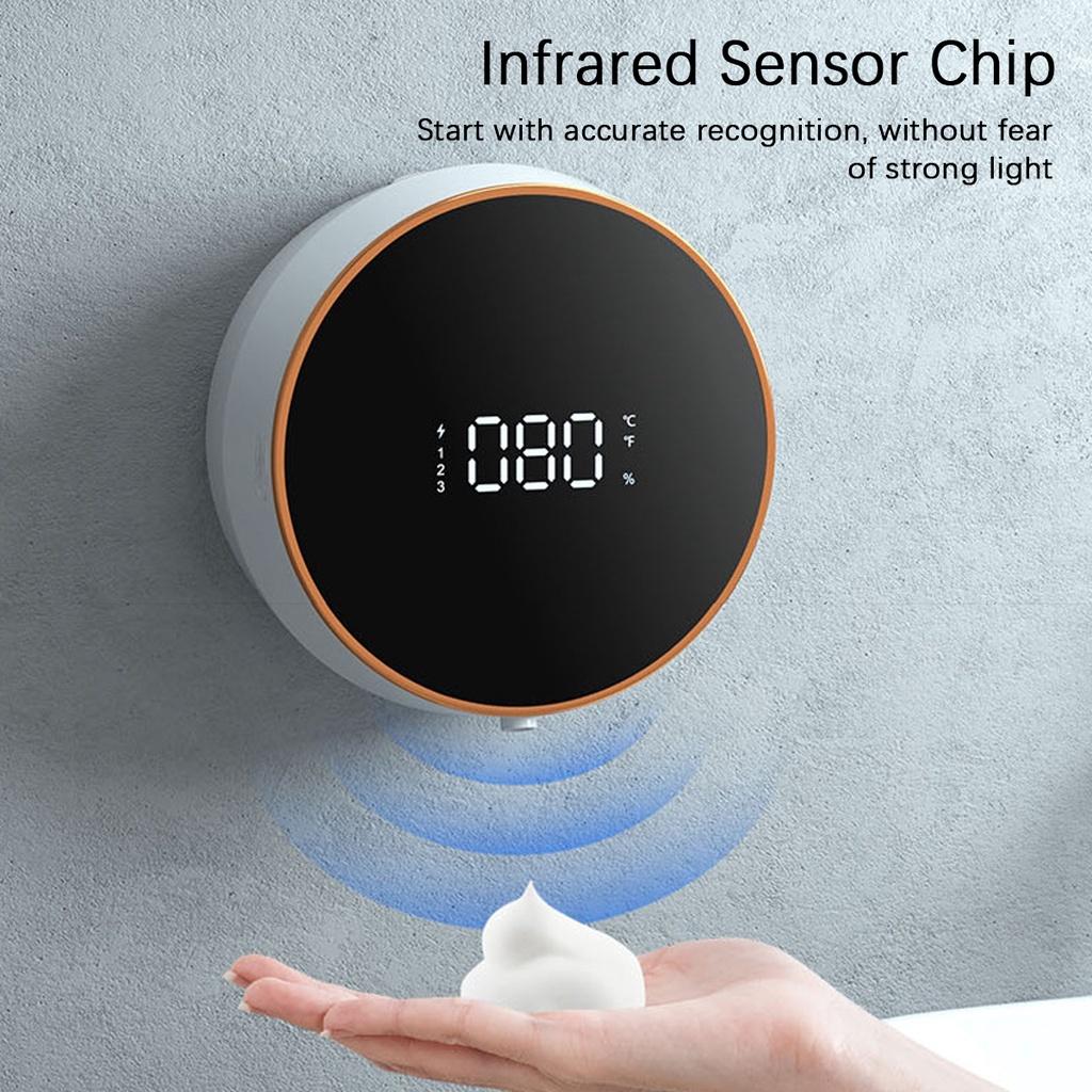 2000mAh Liquid Fast Foaming Pump Wall Mounted with Temperature Digital Display White/Black Automatic Touchless Sensor Soap Dispenser Hand Sanitizer