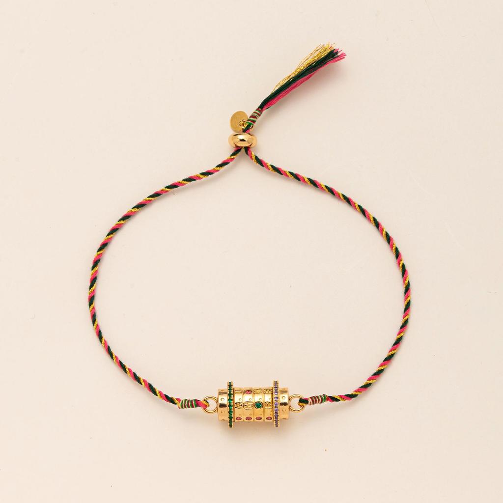 Colorful Star Rope Pendant Bracelet: Gold-Plated Tarot Card Design, European & American Style, Valentine's Day Retro