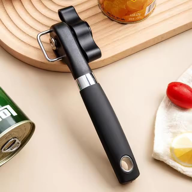Manual Can Opener Stainless Steel Tin Opener Household Side Cut Safety Design Single Handle Easy Use Multifunction Can Opener Kitchen Tool