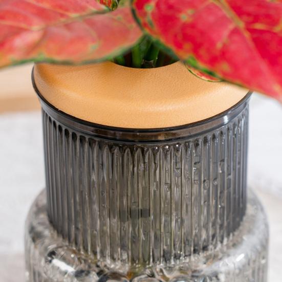 Self-Watering Planter Imitation Glass Vase Hydroponic Plant Pot Transparent Water Storage Tank Mini Desktop Planter for Home Office Decor