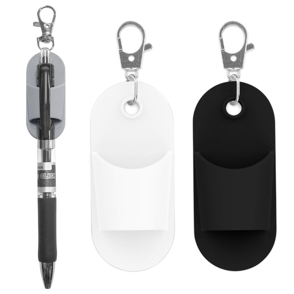 Silicone Lanyard Pen Holder Solid Color Pen Holder Keychain Portable Pen Clip