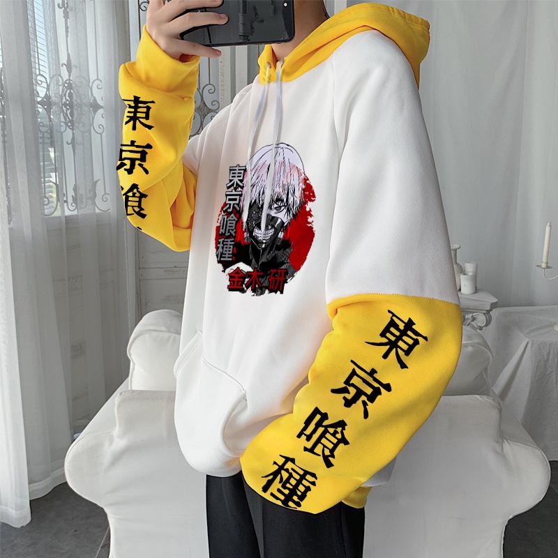 Japan Anime Tokyo Ghoul Hoodies Harajuku Kaneki Ken Head Poster Cartoon Crewneck Fashion Women Loose Patchwork Sweatshirts