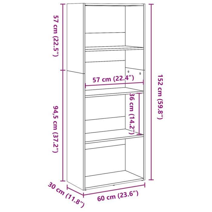 VidaXL Bookcase Sonoma Oak 60x30x152 Cm Engineered Wood, Shelf, Bookshelf, Book Support, Cabinet of 857910
