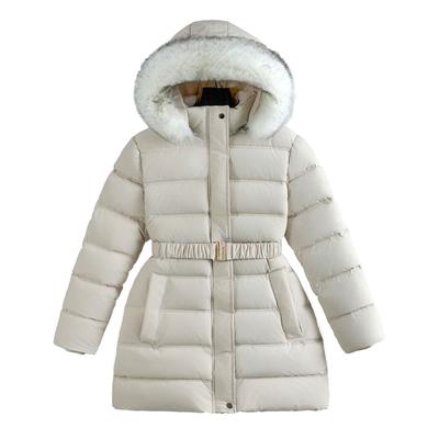 Girls' Cotton Jacket Mid-Length Fleece Lined Thickened Stylish Fashionable Down Cotton Coat for Winter