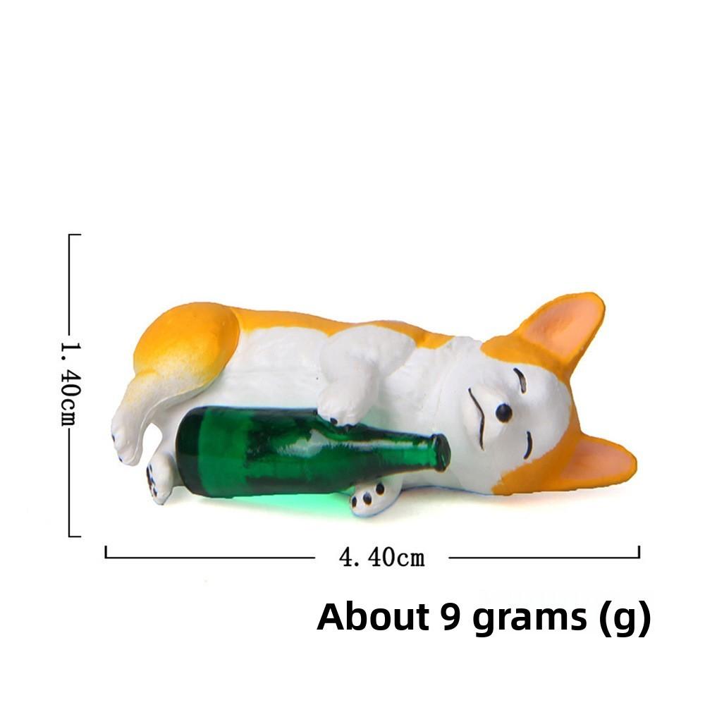 Cute Cartoon Corgi Husky Holding Bottle Mini Model For Gift Giving And Collection