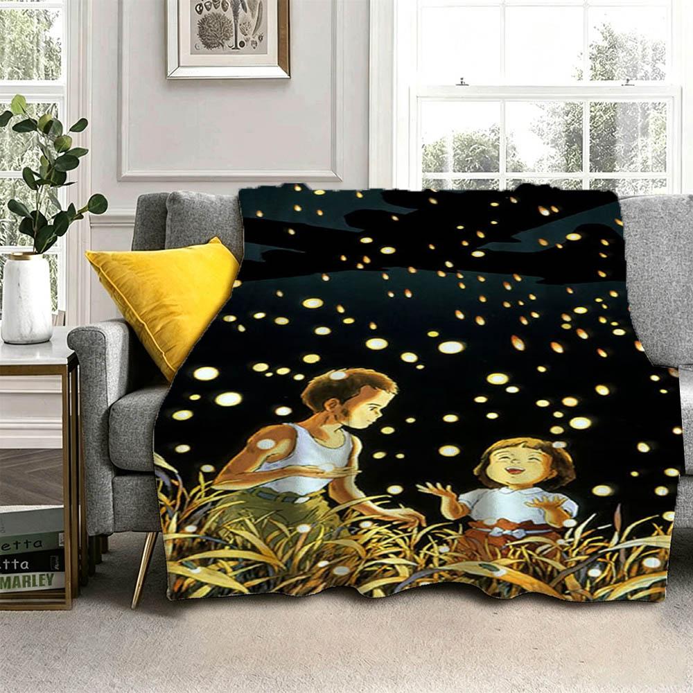 New G-Grave Cartoon F-Fireflies Movie 3D Flannel Blanket Soft Throw Blanket Art For Home Decor Bedroom Bed Sofa Picnic Fans Gift