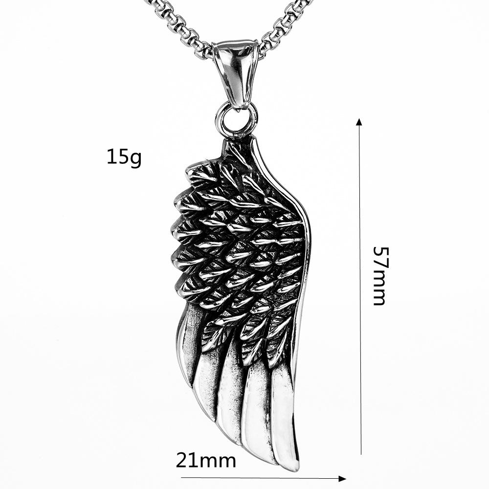Retro Wing Design Titanium Steel Men's Necklace Trendy Nightclub Pendant Jewelry