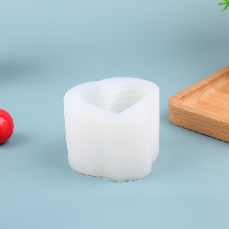 1Pc 3D Heart-Shaped Candle Silicone Mold Diy Handmade Stacking Love Candle Gypsum Process Resin Soap Cake Decoration Mold