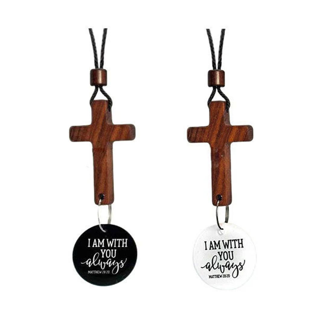 Faith Car Pendant Crosses Wooden Blessing Hanging Decoration For Rearview Mirror Simple Installation