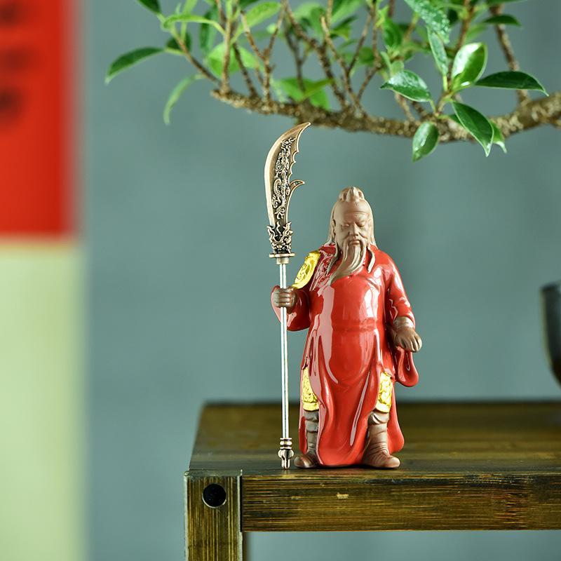 Guan Gong Wu Ceramic Chinese Sculpture, Desktop Characters, Guan Erye Home Decorations, Three Kingdoms