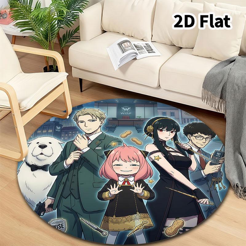 Spy Family Round Area Rug Carpet Rug For Living Room Bedroom Sofa Playroom Decor Nonslip Floor Mat