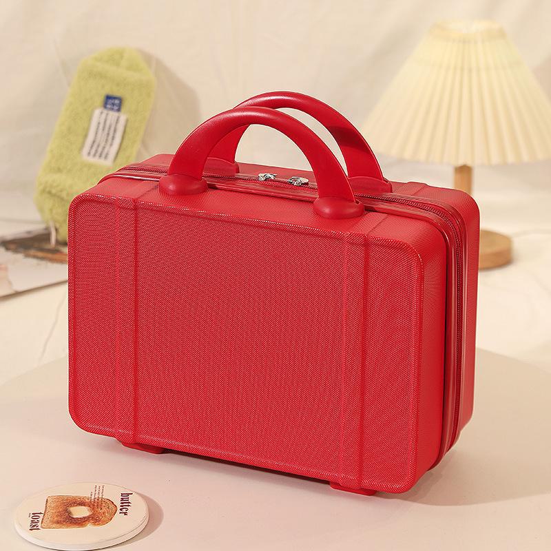 14" Red Bridal Cosmetic Suitcase - Portable Wedding Dowry Bag for Women