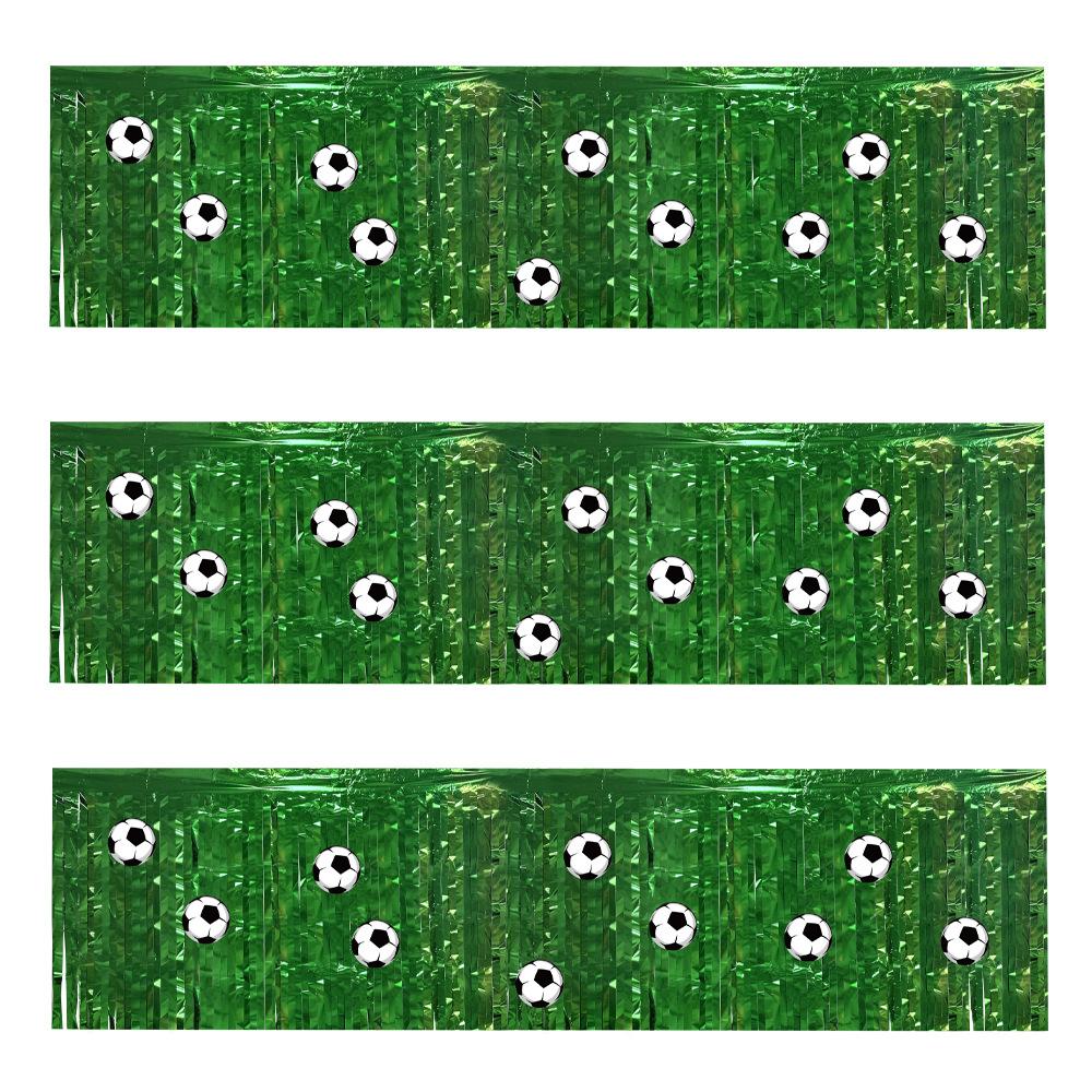 Uscam World Cup Green Rain Silk Table Skirt Birthday Party Decoration Diy Football Sticker Fringed Table Curtain