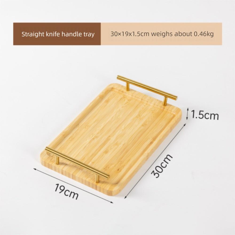 Simple Rectangular Bamboo Tea Tray with Handle New Chinese Style Serving Tray Dried Fruit Snack Plate Hotel
