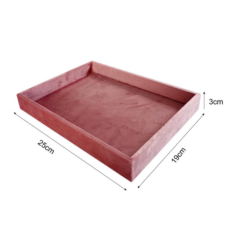 

Высококачественный цветной бархатный поднос для хранения и демонстрации ювелирных изделий для колец, ожерелий, подвесок, браслетов, серег. Реквизит для хранения и демонстрации. 25x19x3CM розовый