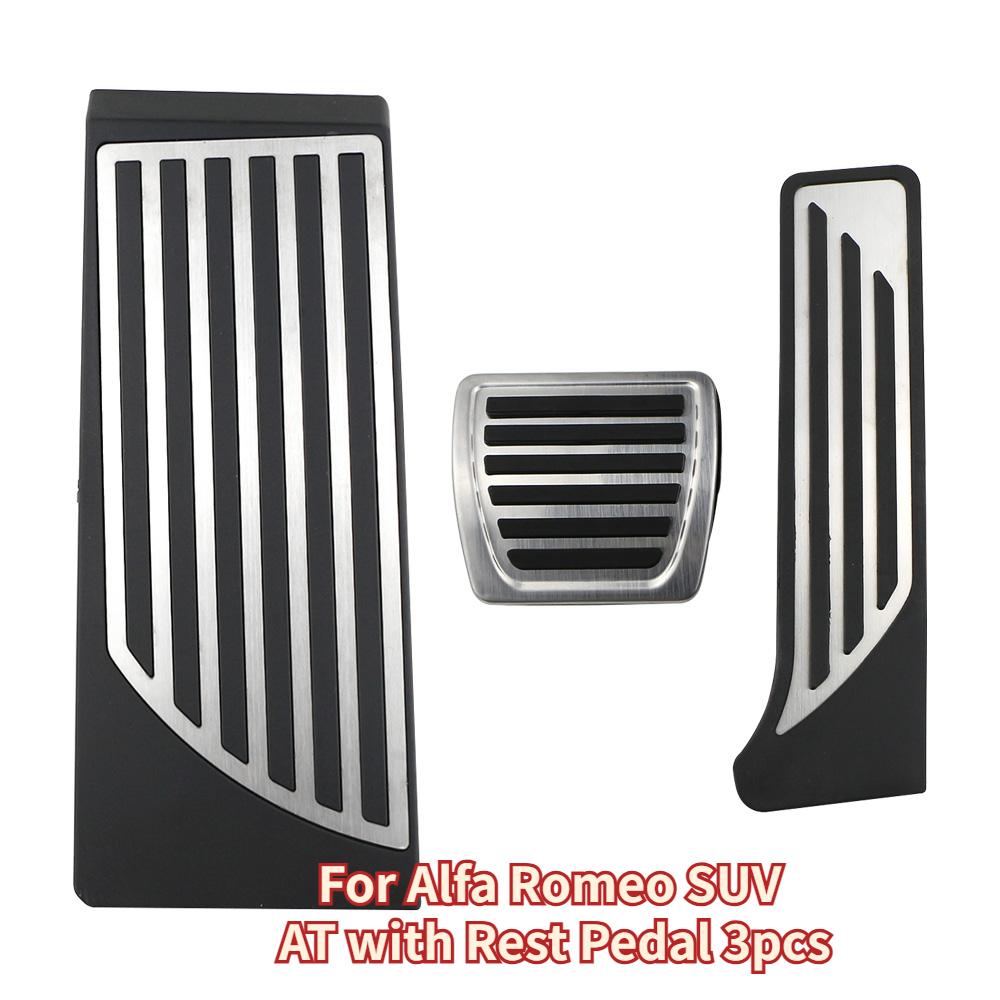 For Alfa Romeo Stelvio 2016 - 2025 SUV LHD AT Pedals Gas Accelerator Brake Pedal Cover Protector Interior Accessories