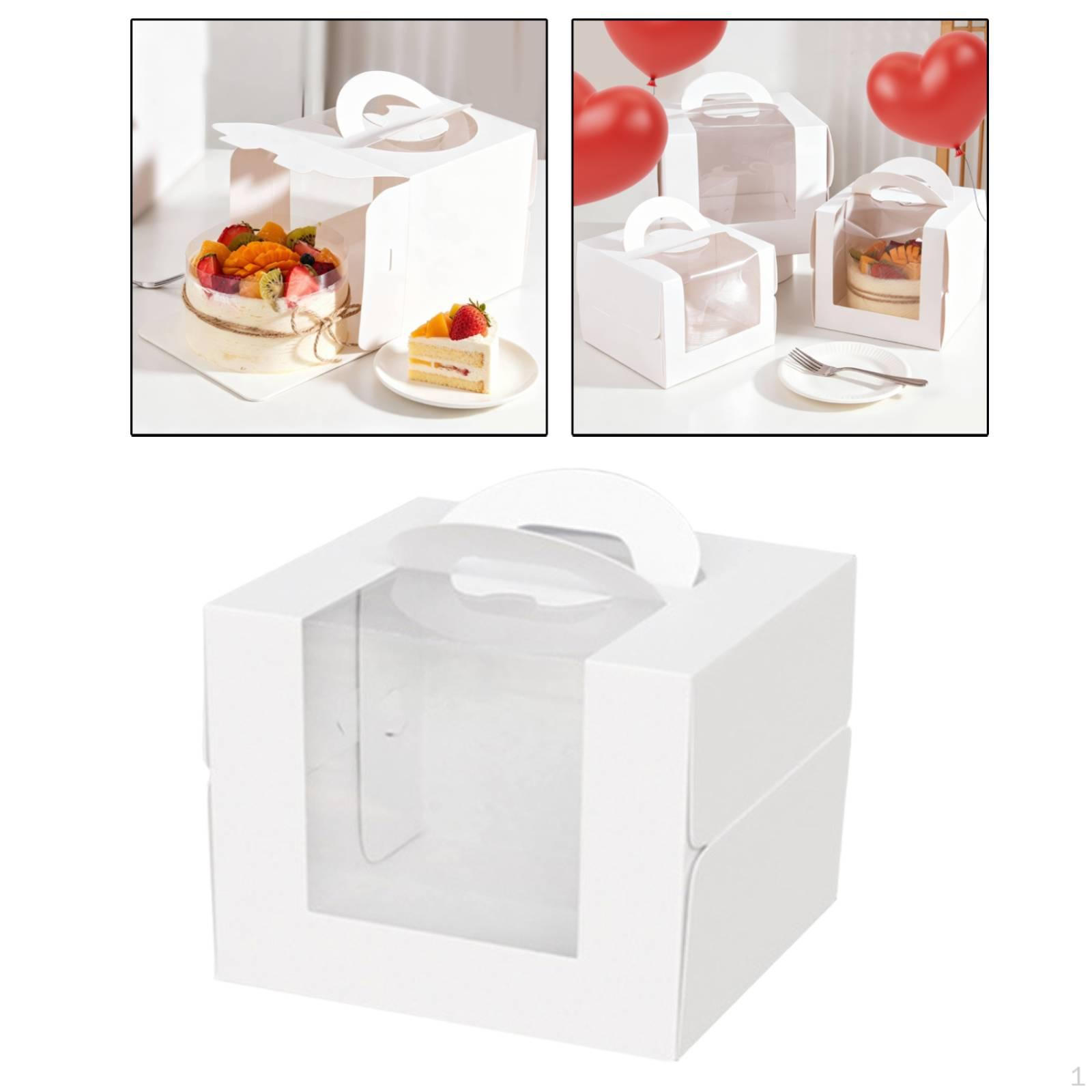 Birthday Cake Box Carrier Elegant Sturdy Container Dessert Takeaway Packaging for 26cmx26cmx22cm