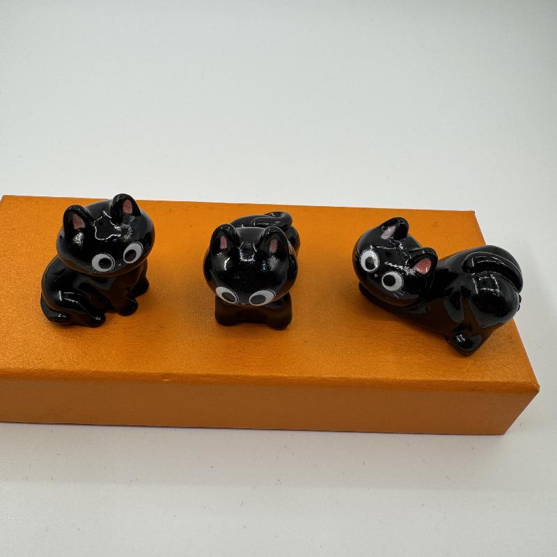 1/6Pcs Cartoon Kitten Miniature Figurine - Cute Black Cat Resin Ornament for Micro Landscape Home Desktop Decor