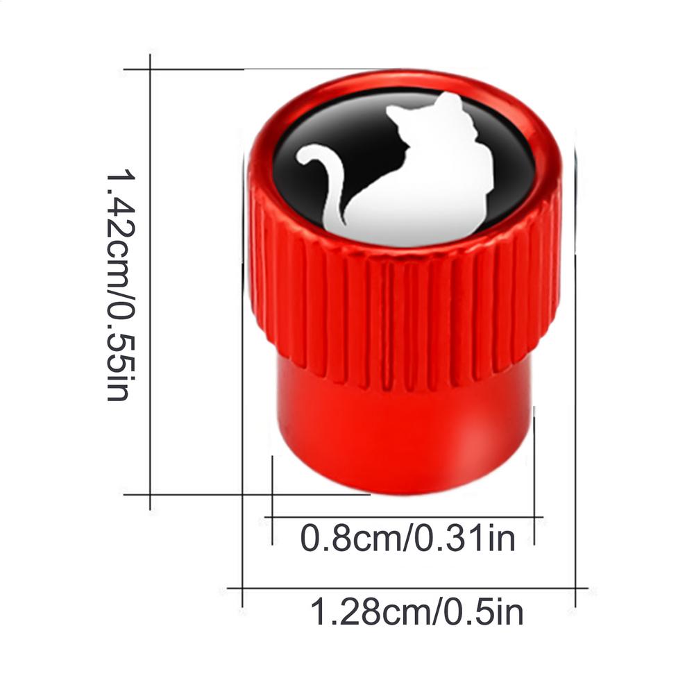 Car Tire Valve Stem Caps Kitten Pattern Tire Valve Stem Cap Cover Heavy Duty 4X Auto Wheel Accessories For Cycle Trucks