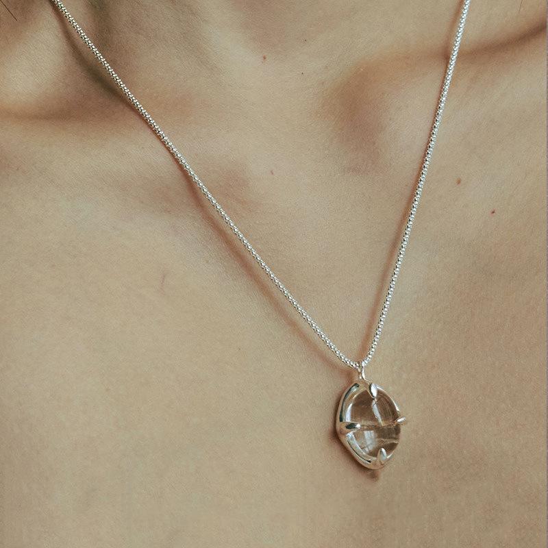 Geometry Oval Transparent Crystal Pendant Necklace For Women Niche Design Luxury Fashion Daily Jewelry Gifts
