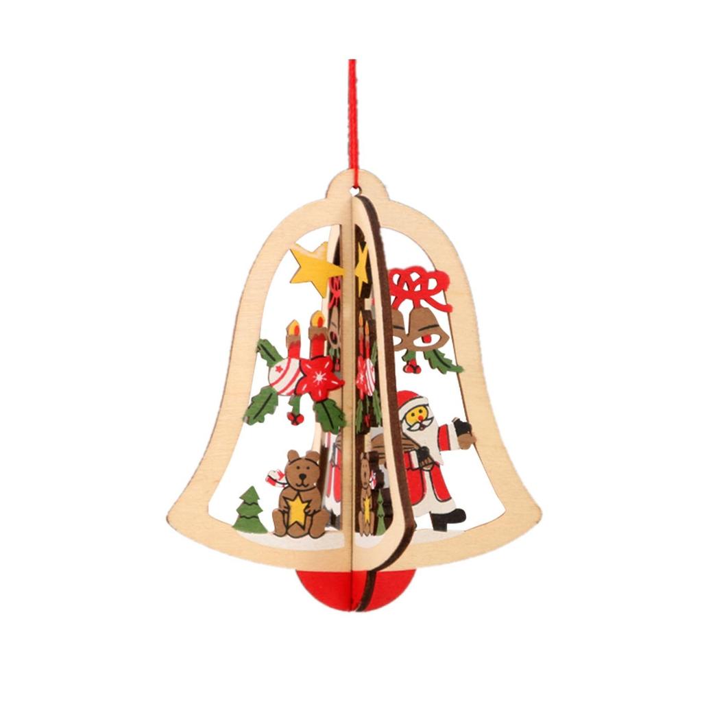 Christmas Wood Chip Tree Ornaments Xmas Hanging Pendant Home Decor Gift