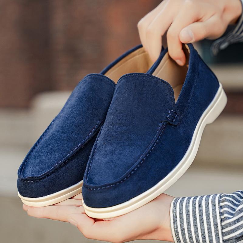 Men's Faux Suede Loafers Spring Autumn Office Outdoor Driving Casual Single Shoes Comfy Slip-on Walking Shoes Large Size 39-47