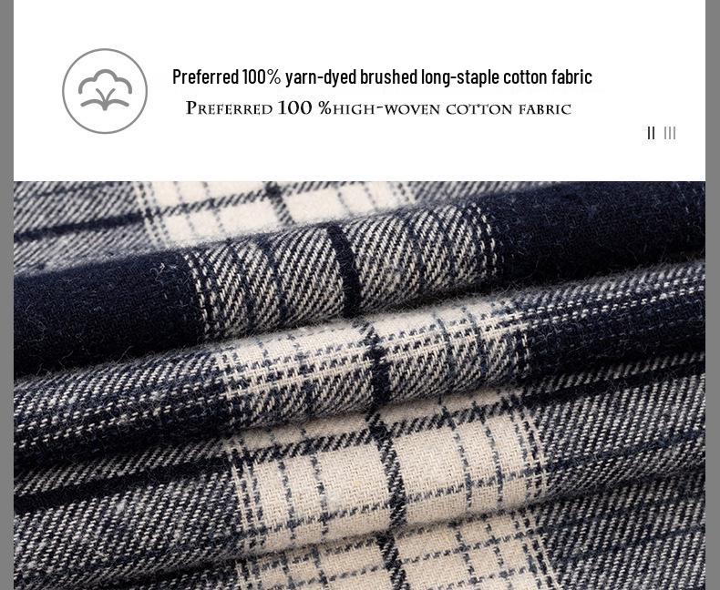 New Men's Plus Size Brushed Cotton Plaid Long Sleeve Shirt for Middle-Aged & Elderly with Straight Hem