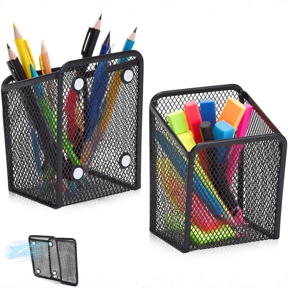 Mesh Magnetic Pencil Holder Large Capacity Metal Storage Box Magnetic Storage Box Whiteboard